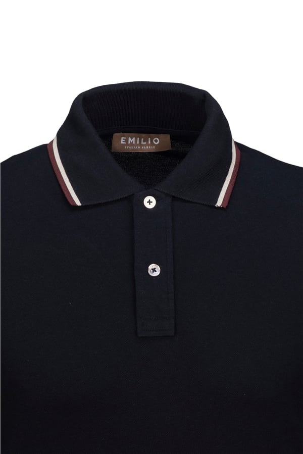 Erkek Çift Çizgili Kol Bantlı Polo Yaka T-Shirt