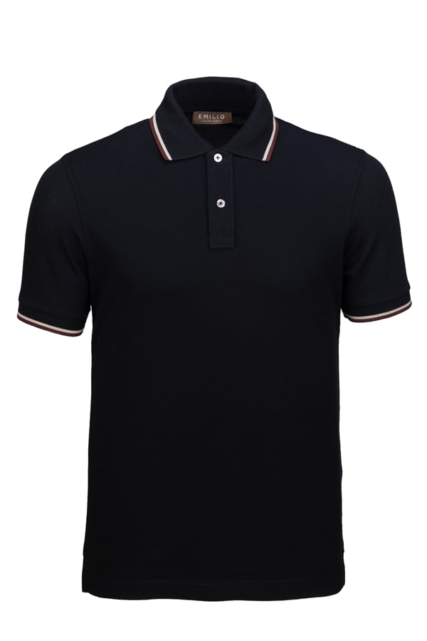Erkek Çift Çizgili Kol Bantlı Polo Yaka T-Shirt