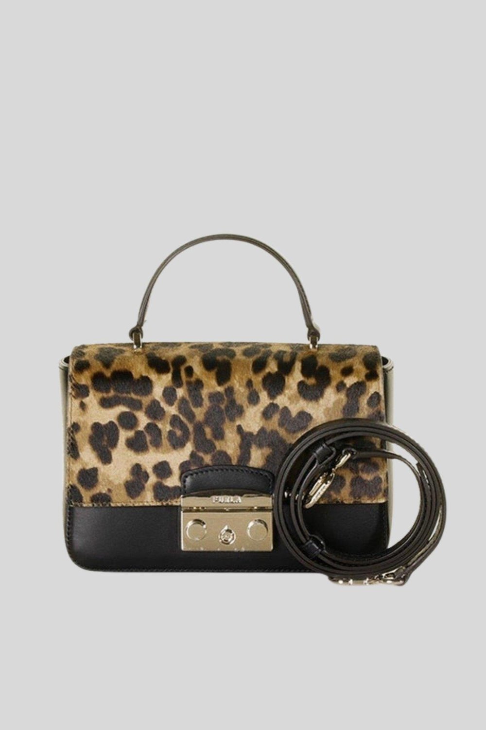 Furla Leopar Desenli Kadın El Çantası Siyah