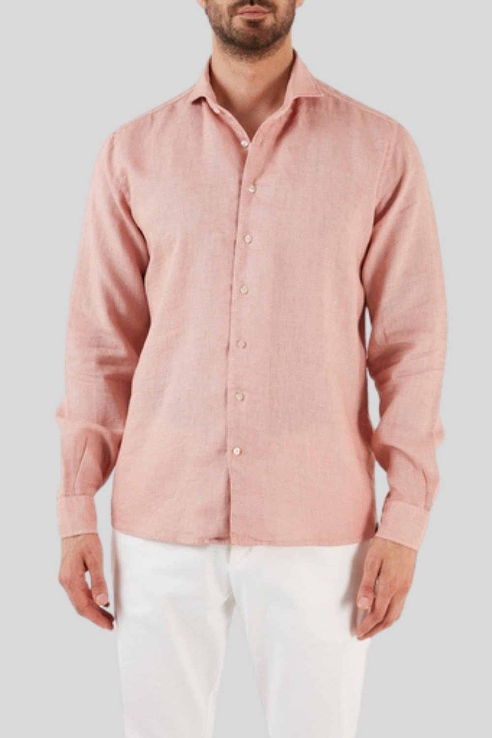 Gran Sasso Erkek Regular Fit Keten Gömlek Pembe