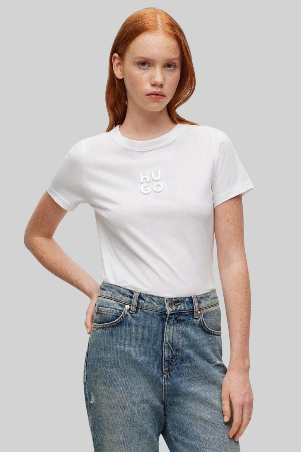 Hugo Boss Regular Fit Kadın T-Shirt Beyaz 100