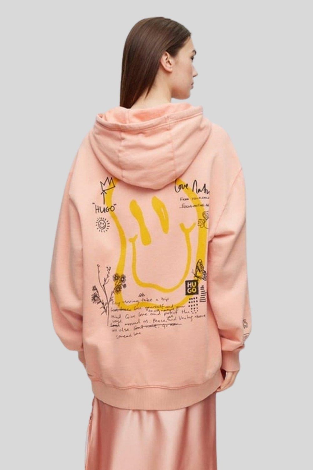 Hugo Boss Regular Fit Kapşonlu Kadın Pembe Sweatshirt Pembe 663