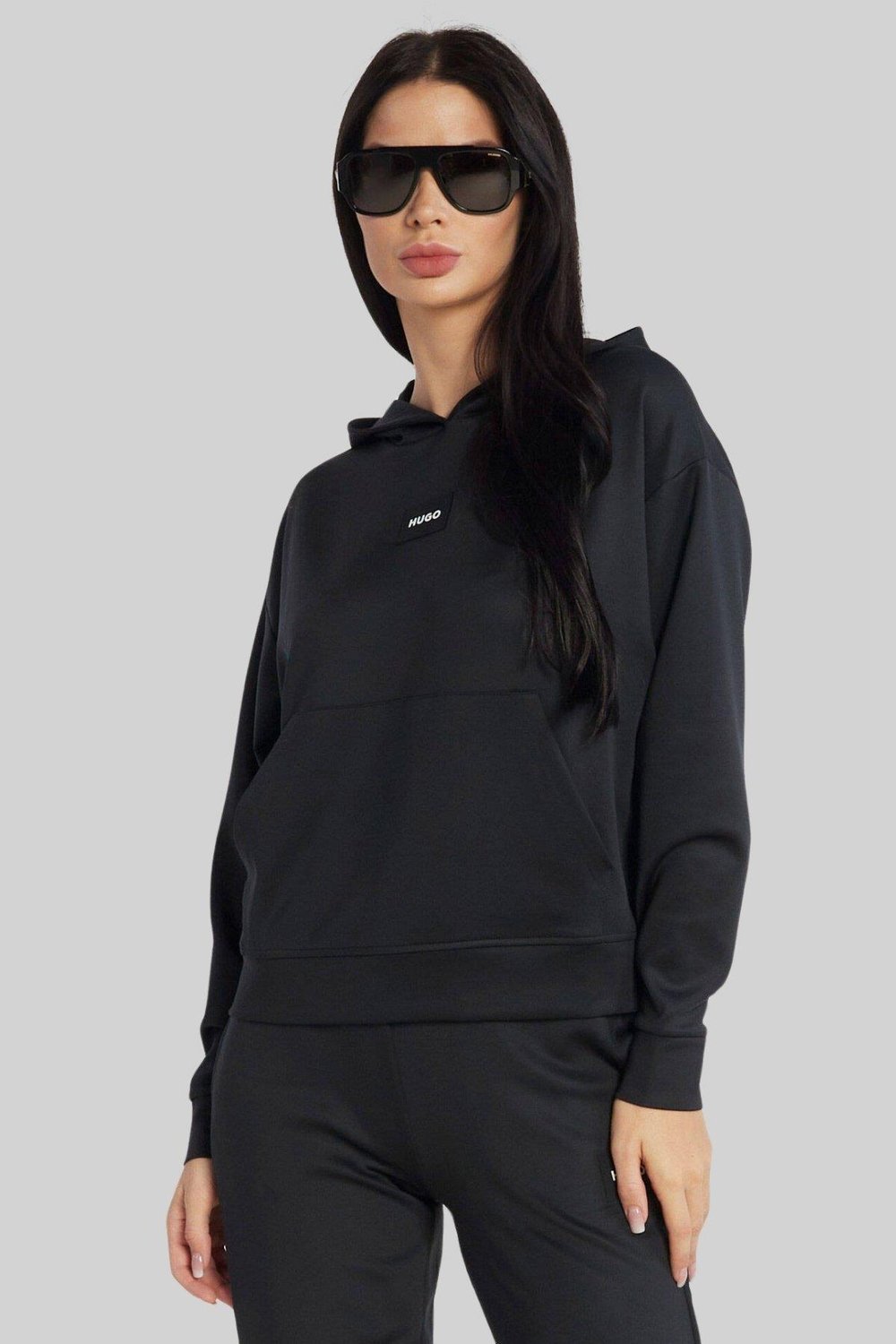 Hugo Boss Regular Fit Kapşonlu Kadın  Sweatshirt Siyah