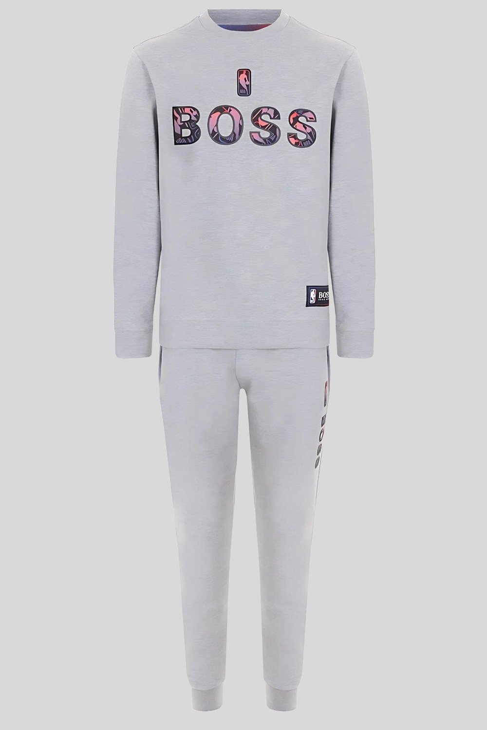 Hugo Boss X NBA Erkek Yel değirmeni Kapüşonlu Sweatshirt Gri 034