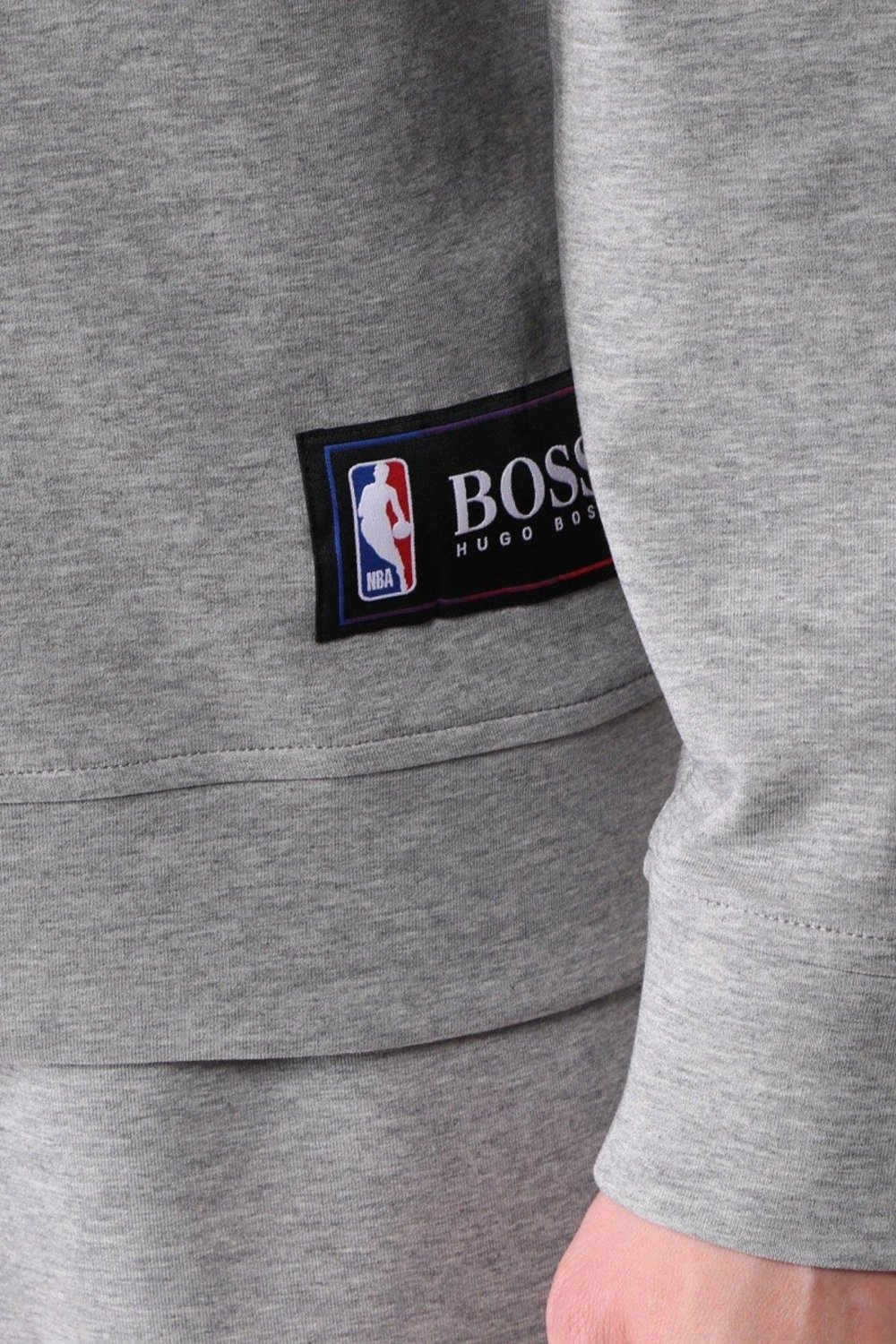 Hugo Boss X NBA Erkek Yel değirmeni Kapüşonlu Sweatshirt Gri 034