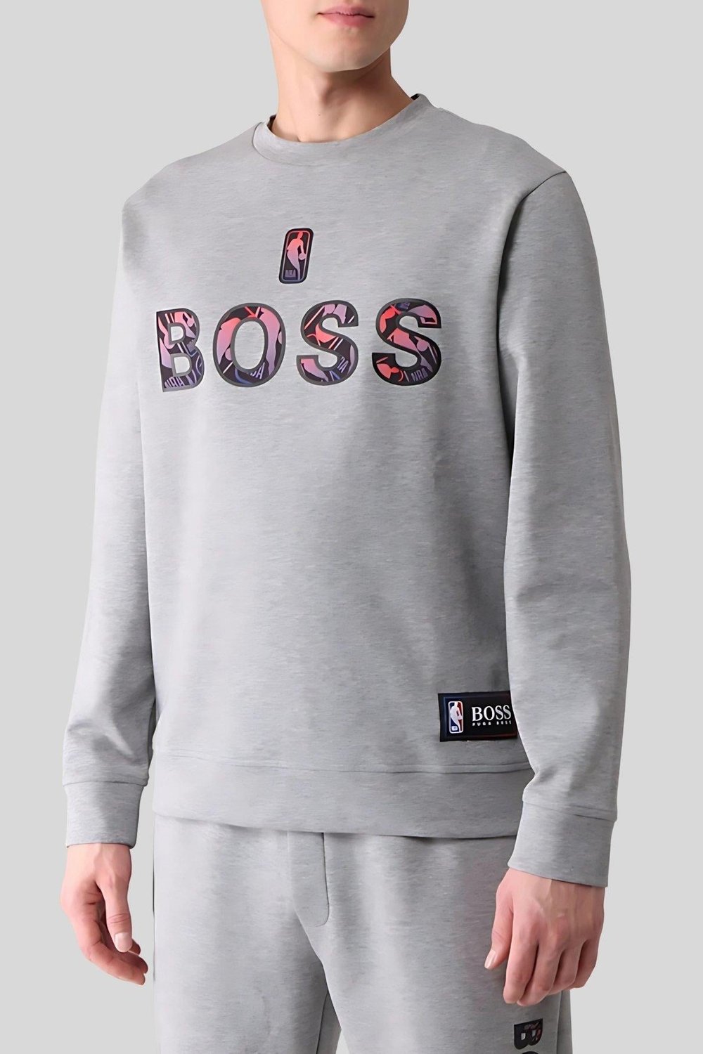 Hugo Boss X NBA Erkek Yel değirmeni Kapüşonlu Sweatshirt Gri 034