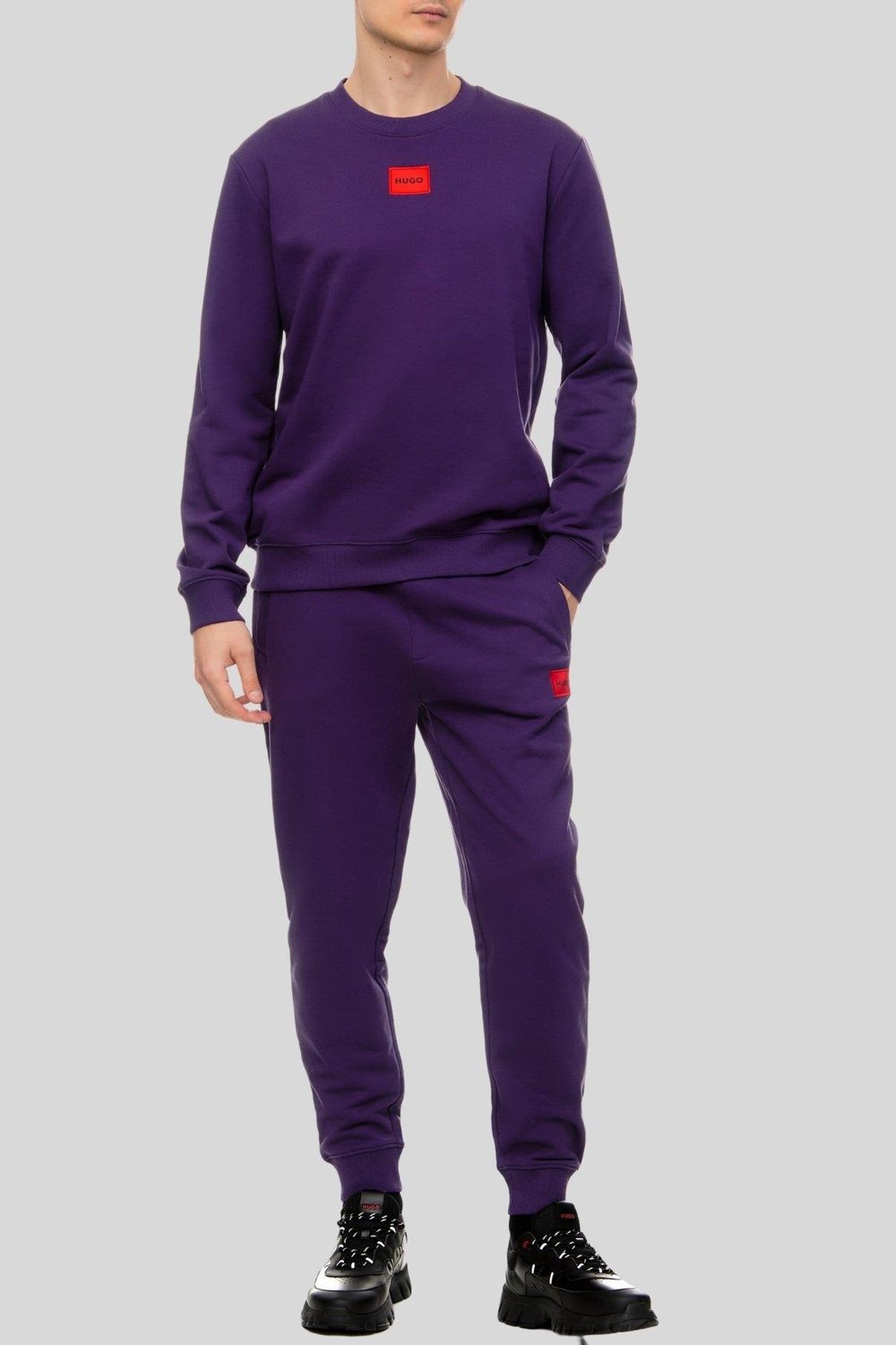 Hugo Enseden Yakalı Pamuklu Erkek Sweatshirt Lacivert
