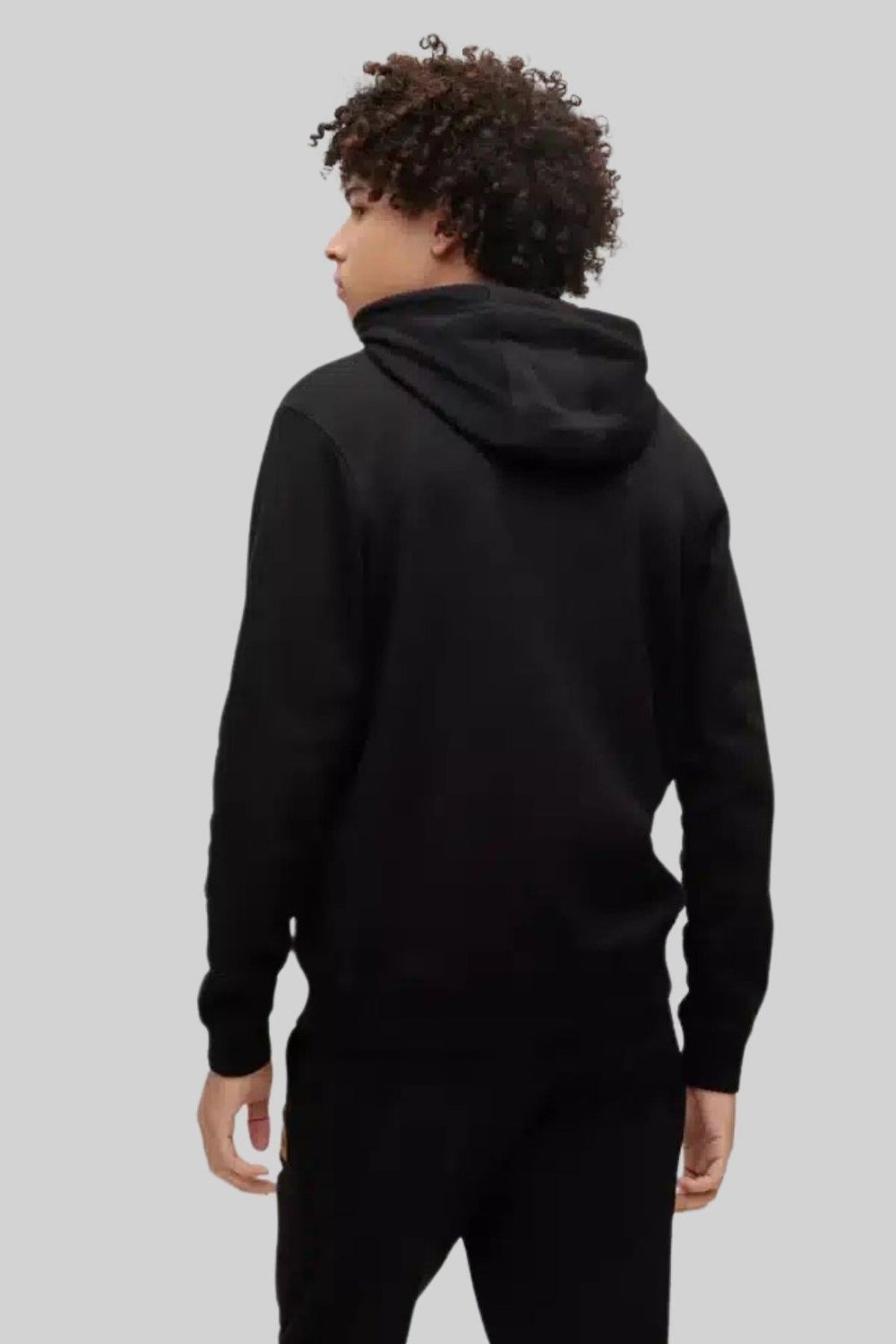 Hugo Erkek Duratschi Logo Baskılı Kapüşonlu Sweatshirt Siyah
