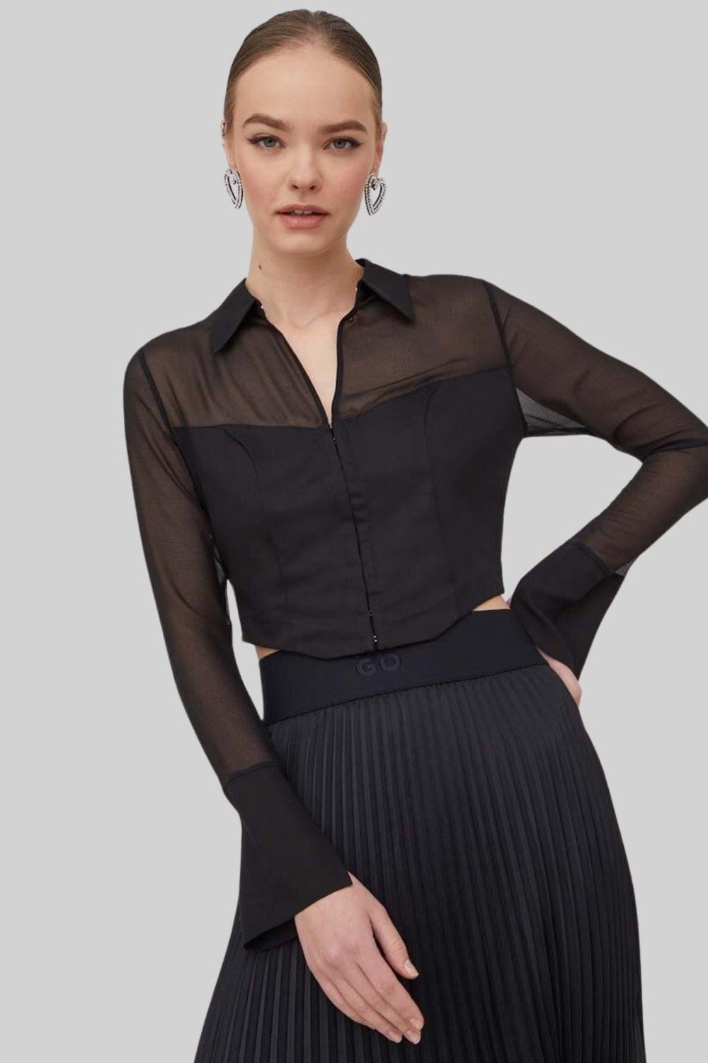 Hugo Kadın Regular Fit Kısa Bluz Siyah