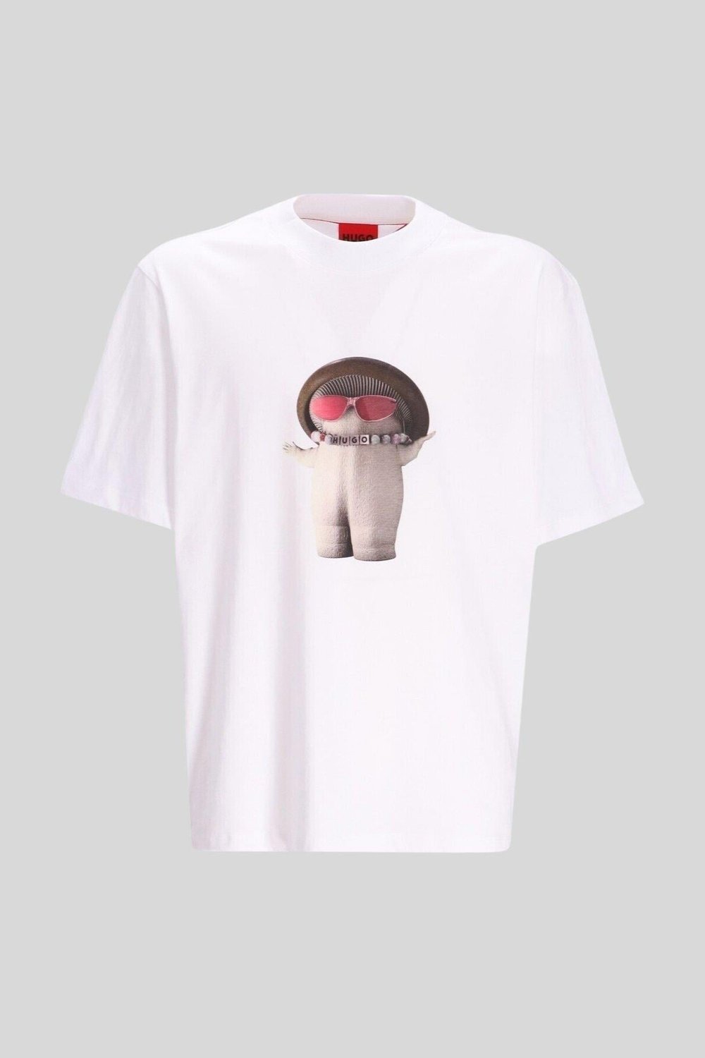 Hugo Logo Baskılı Erkek T-Shirt Beyaz 100