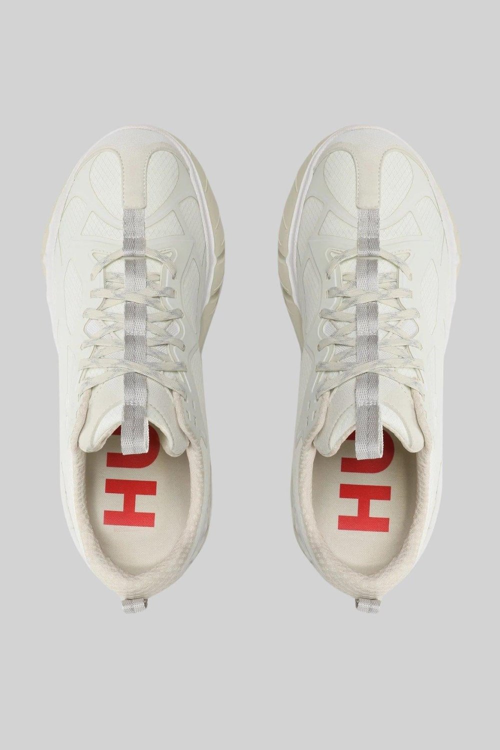 Hugo Marka Logolu Şerit Detaylı Erkek Sneaker Beyaz 100
