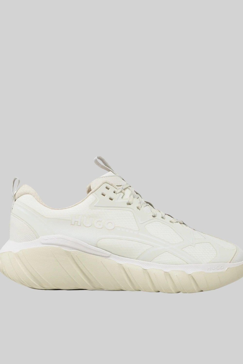 Hugo Marka Logolu Şerit Detaylı Erkek Sneaker Beyaz 100