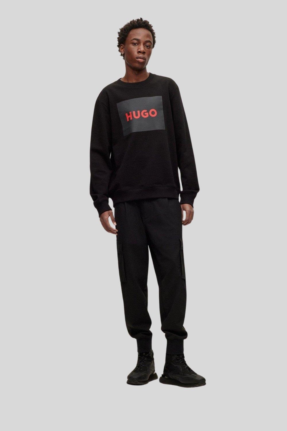 Hugo Regular Fit Bisiklet Yaka Erkek Sweatshirt Siyah