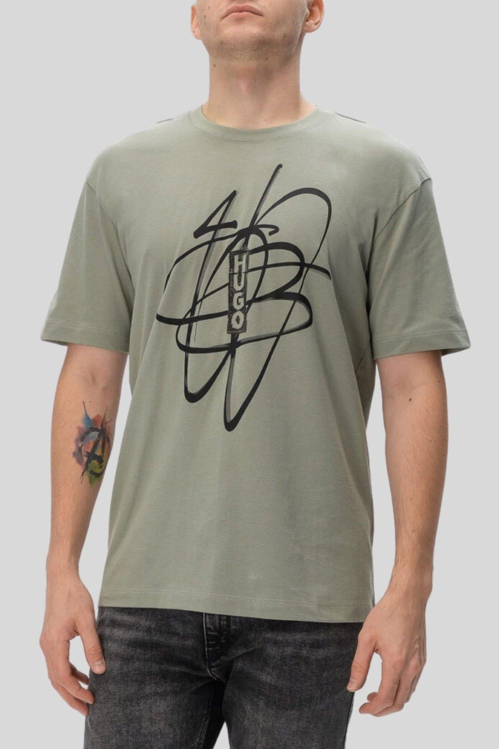 Hugo Yuvarlak Yaka Erkek T-Shirt Yeşil