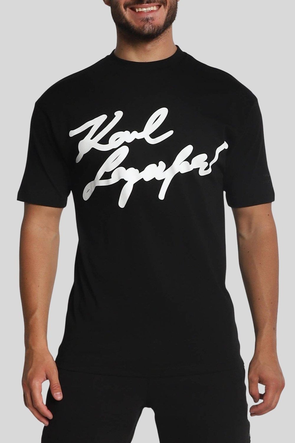Karl Lagerfeld Bisiklet Yaka T-Shirt Siyah