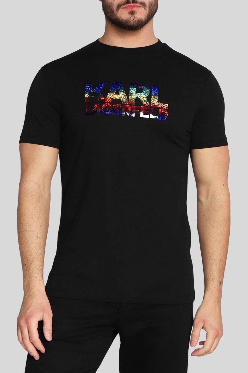 Karl Lagerfeld Dar Kesim Erkek T-Shirt Siyah