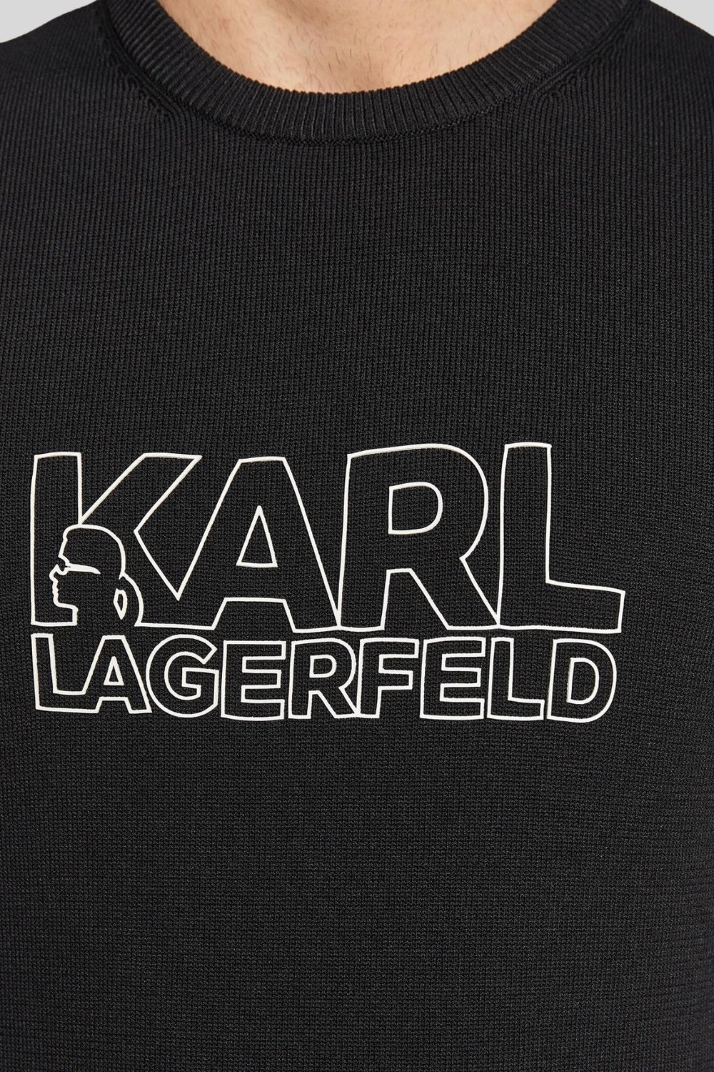 Karl Lagerfeld Erkek Örgü Kazak Siyah