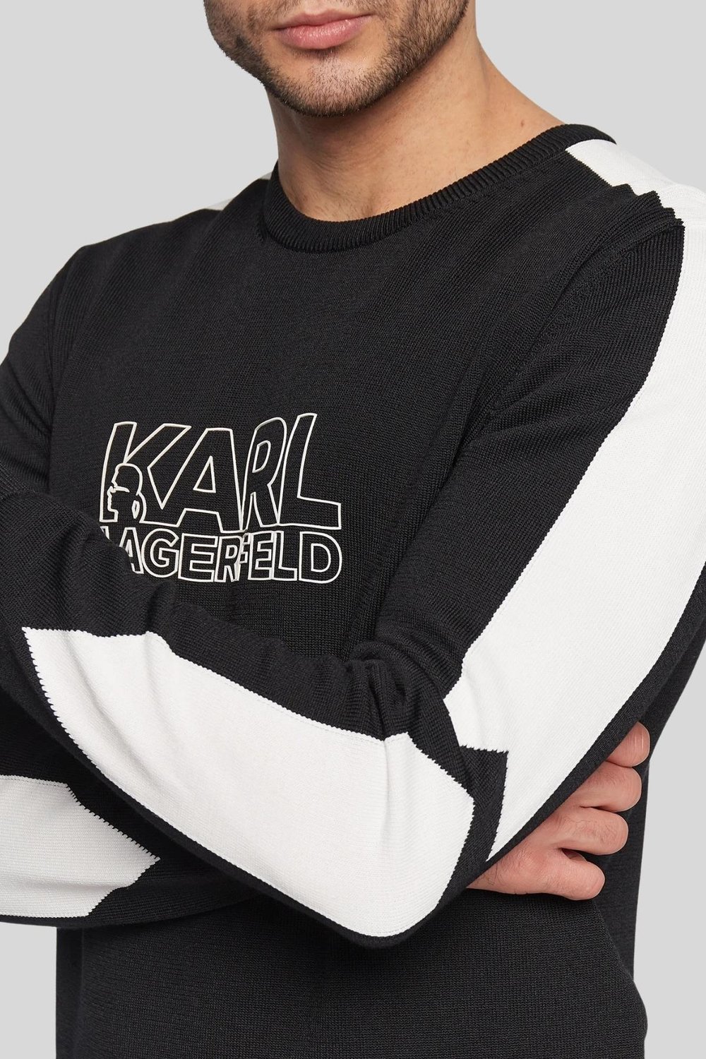 Karl Lagerfeld Erkek Örgü Kazak Siyah