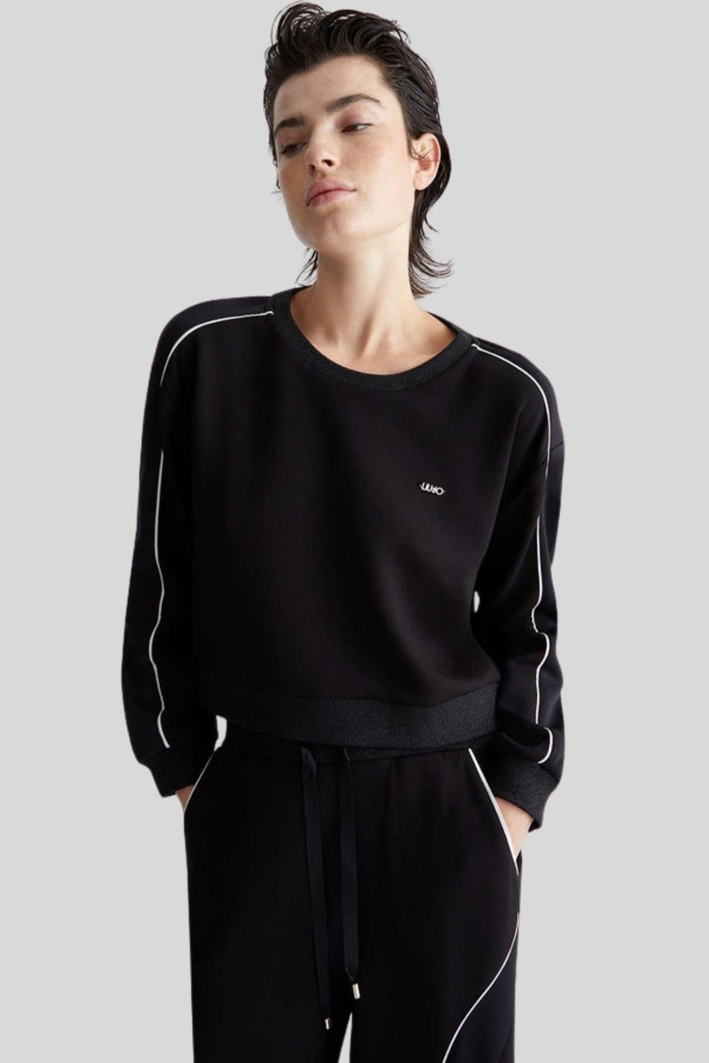 Liu Jo Kadın Bisiklet Yaka Scuba Sweatshirt Siyah