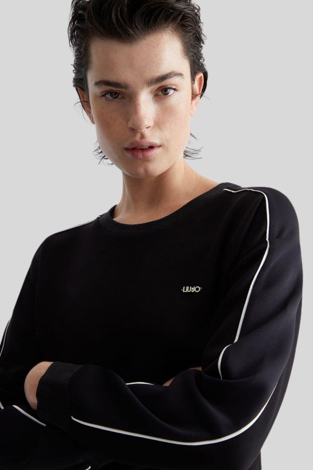 Liu Jo Kadın Bisiklet Yaka Scuba Sweatshirt Siyah