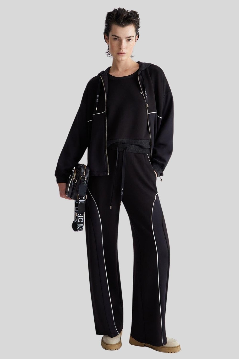 Liu Jo Kadın Bisiklet Yaka Scuba Sweatshirt Siyah