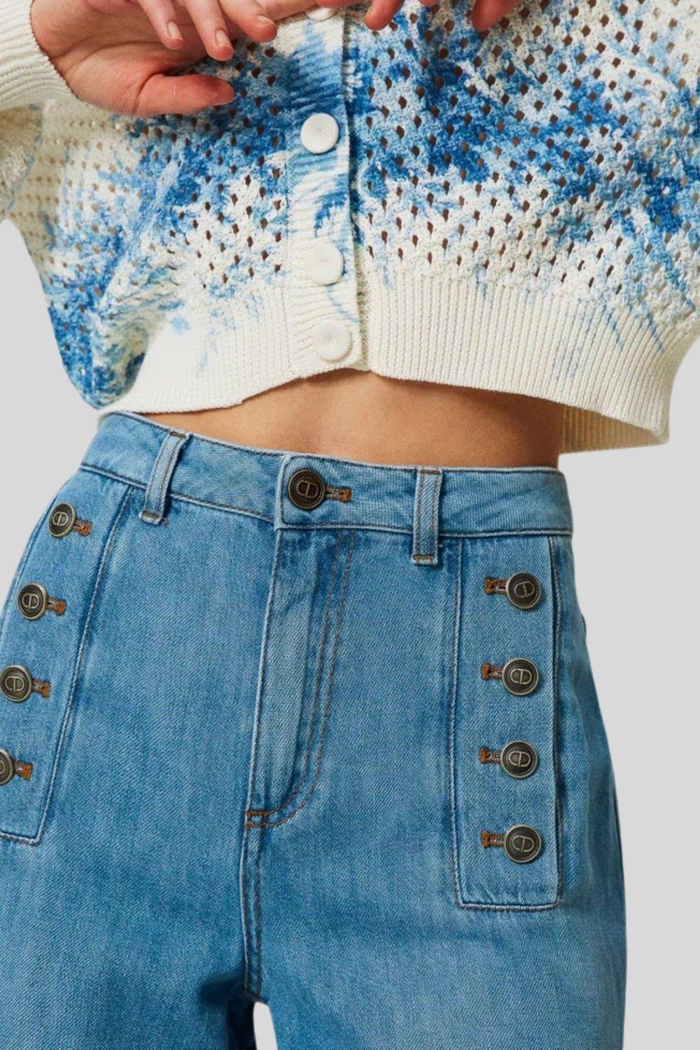 Twinset Kadın Jean Pantolon Mavi