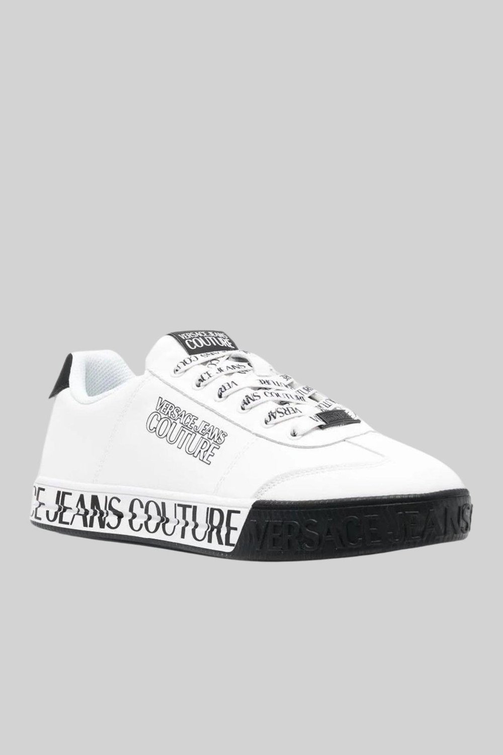 Versace Jeans Couture Erkek Logolu Deri Sneaker Ayakkabı Beyaz