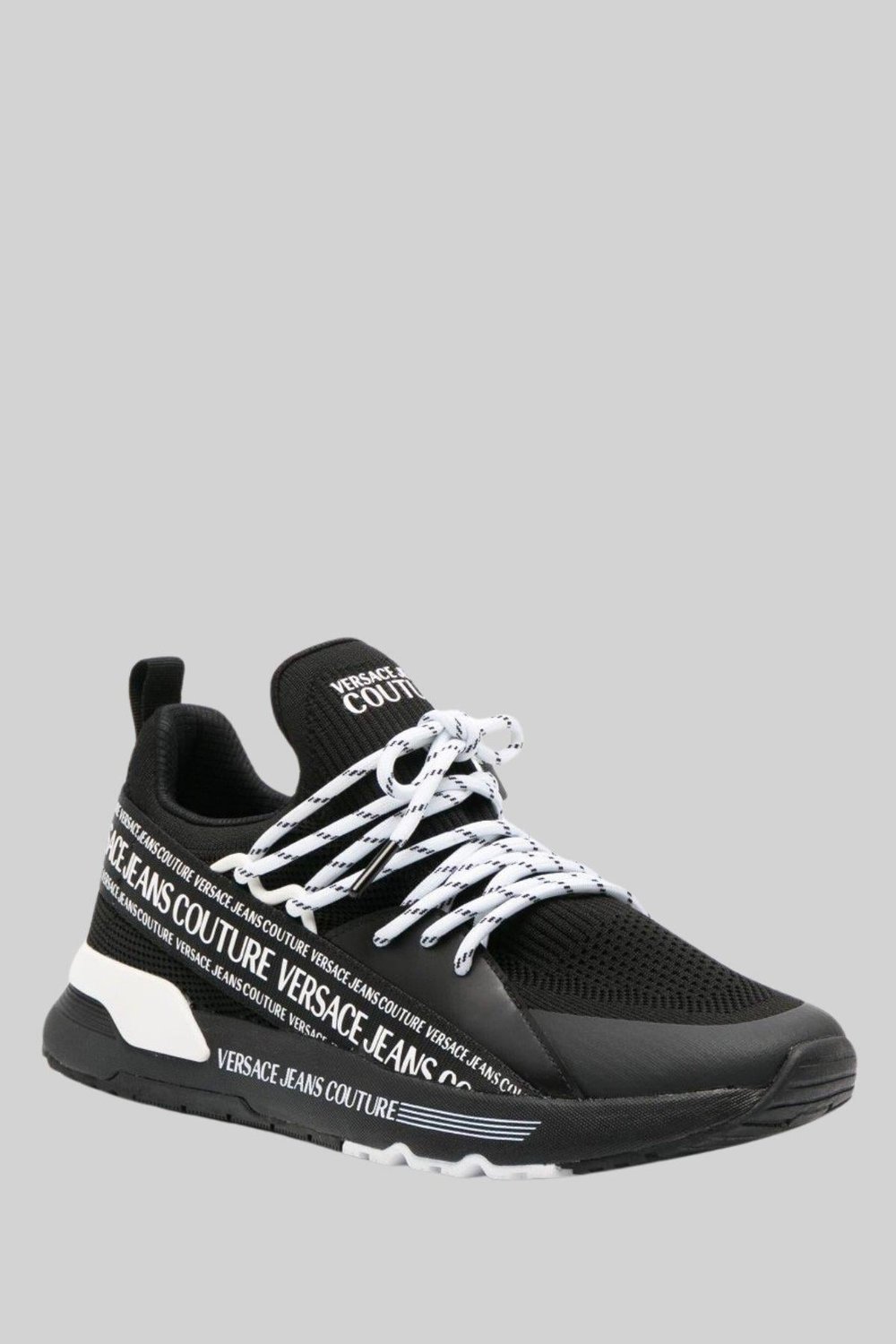 Versace Jeans Couture Erkek Logolu Örme Spor Ayakkabı Siyah 899
