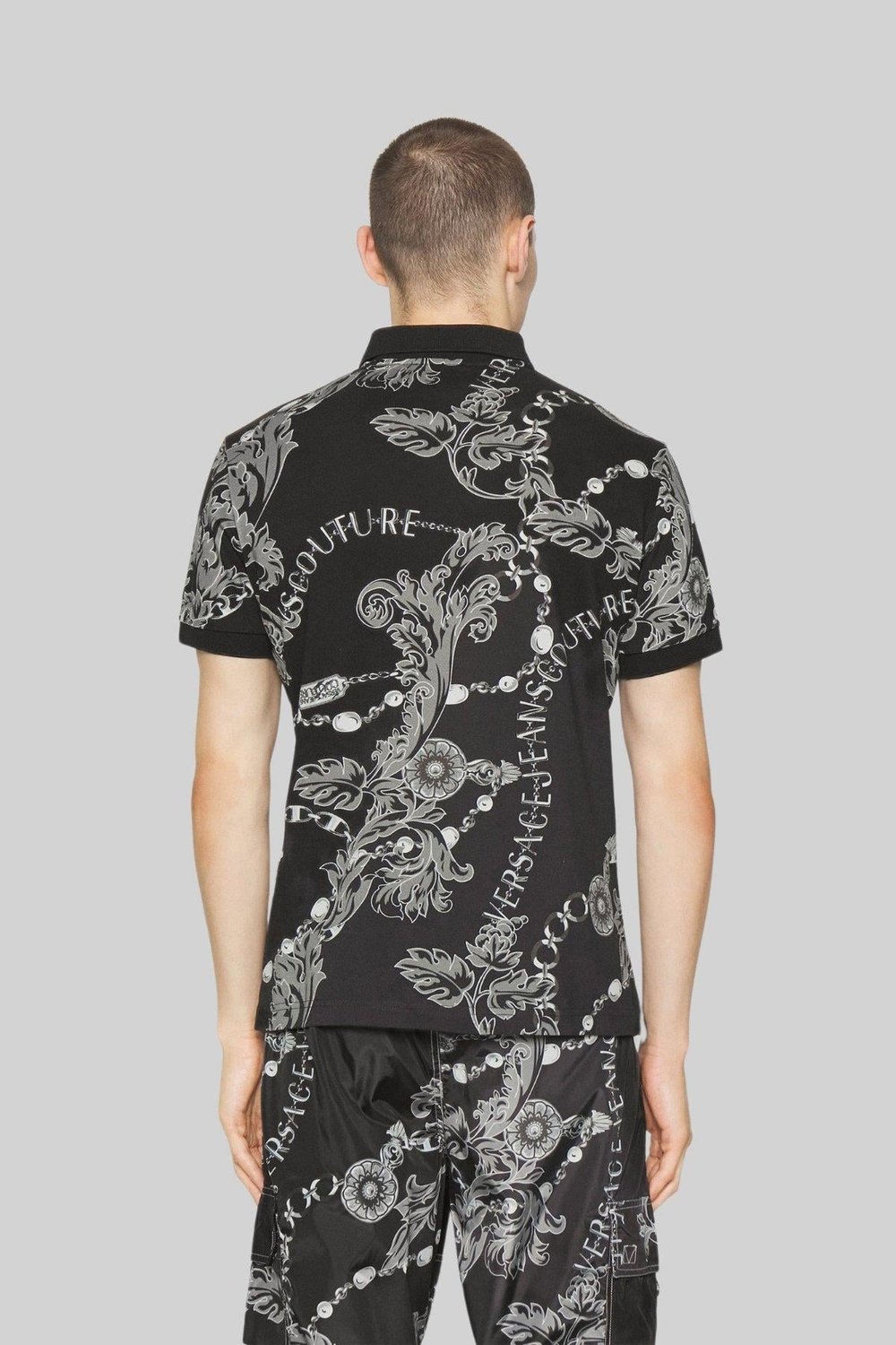 Versace Jeans Couture Erkek Polo Yaka T-Shirt Siyah