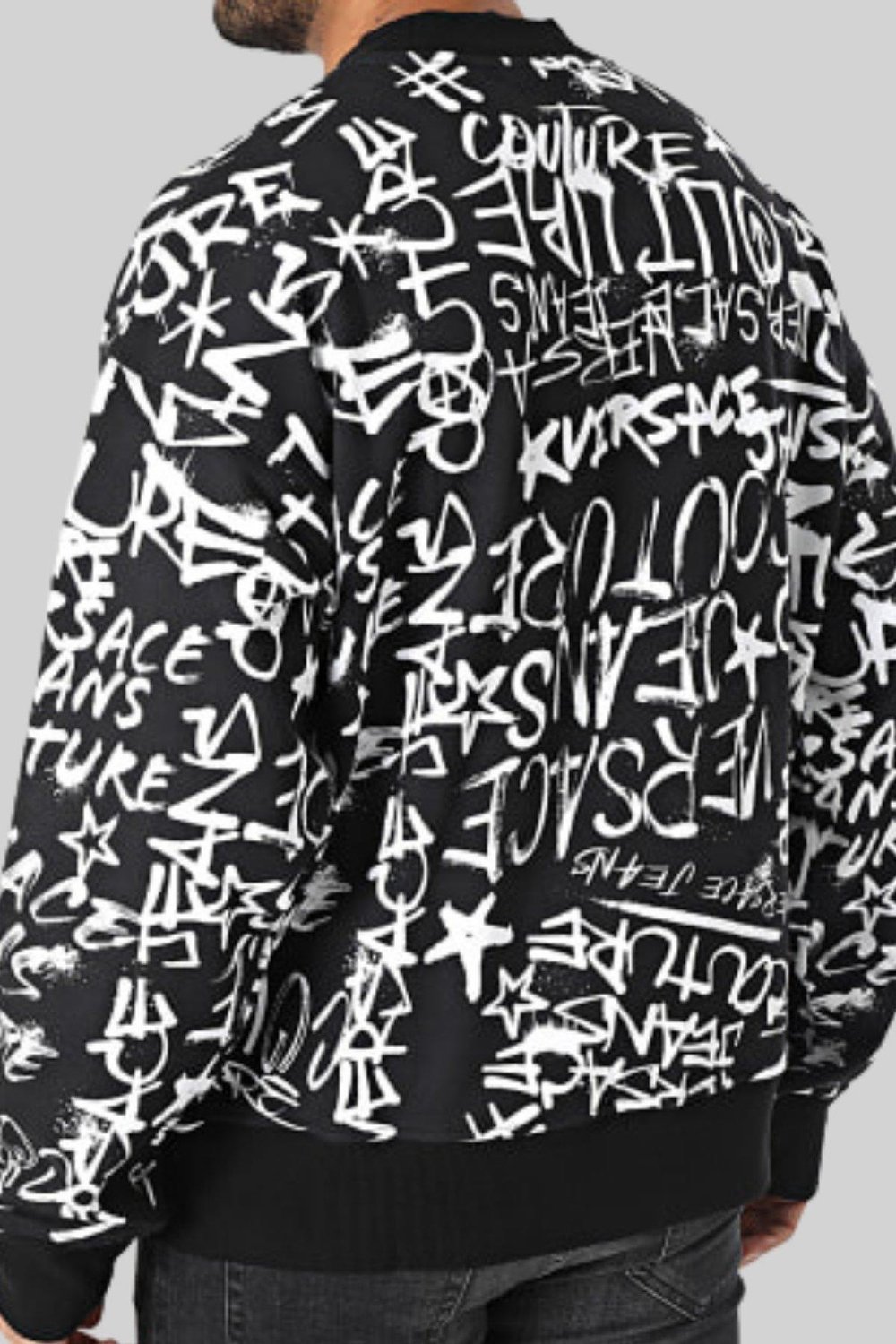 Versace Jeans Couture Erkek Uzun Kollu Baskılı Sweatshirt Siyah