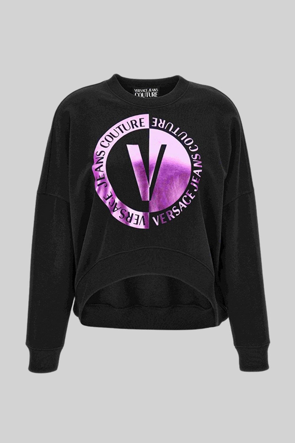 Versace Jeans Couture Kadın Bisiklet Yaka Baskılı Sweatshirt Siyah
