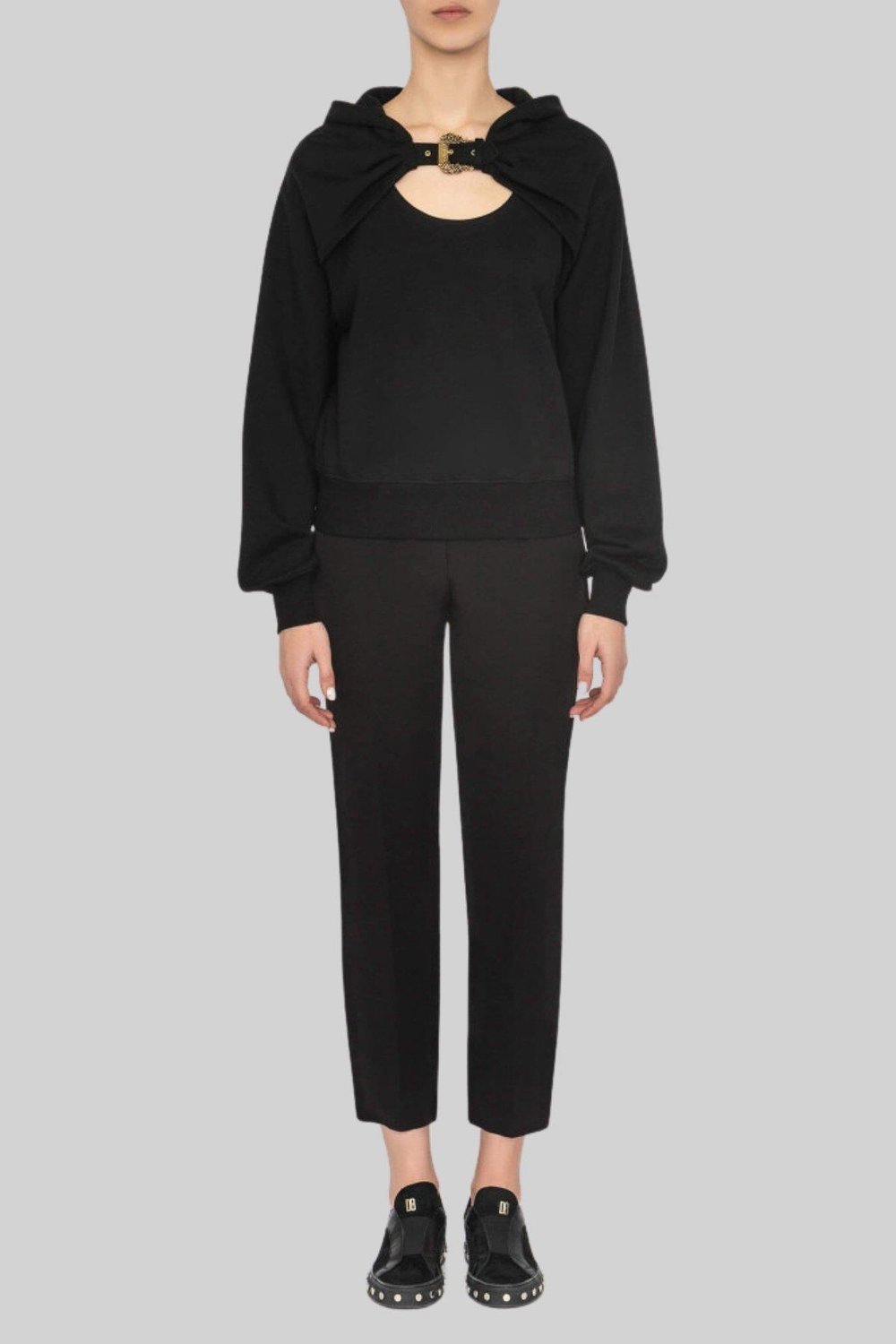 Versace Jeans Couture Kadın Kapüşonlu Tokalı Sweatshirt Siyah 899