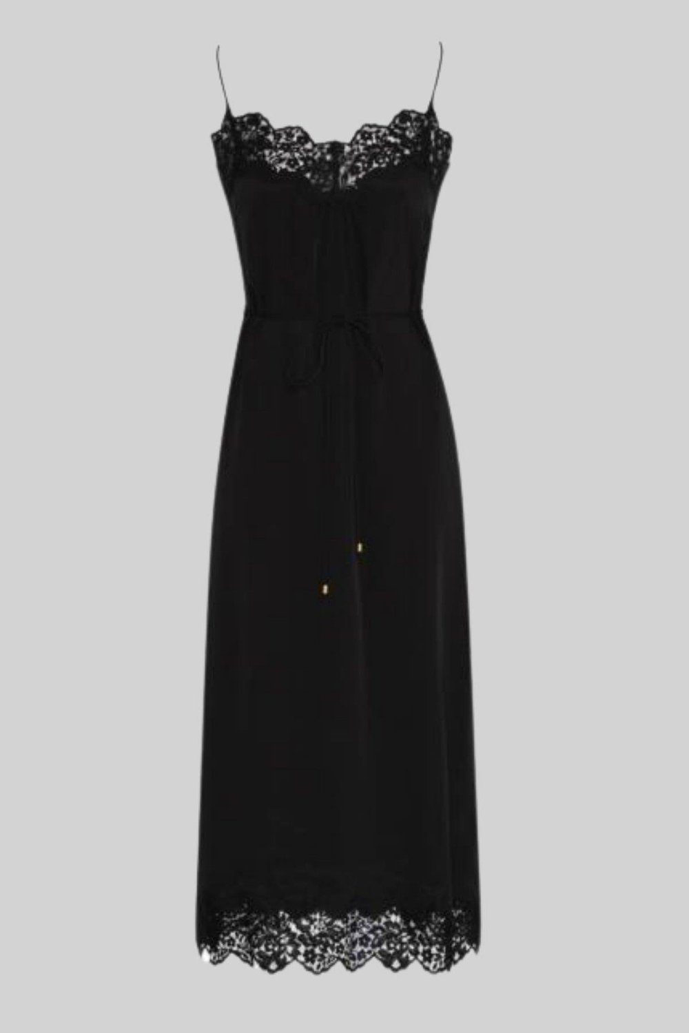Zimmermann Kadın Dantel Panel Slip Midi Elbise Siyah