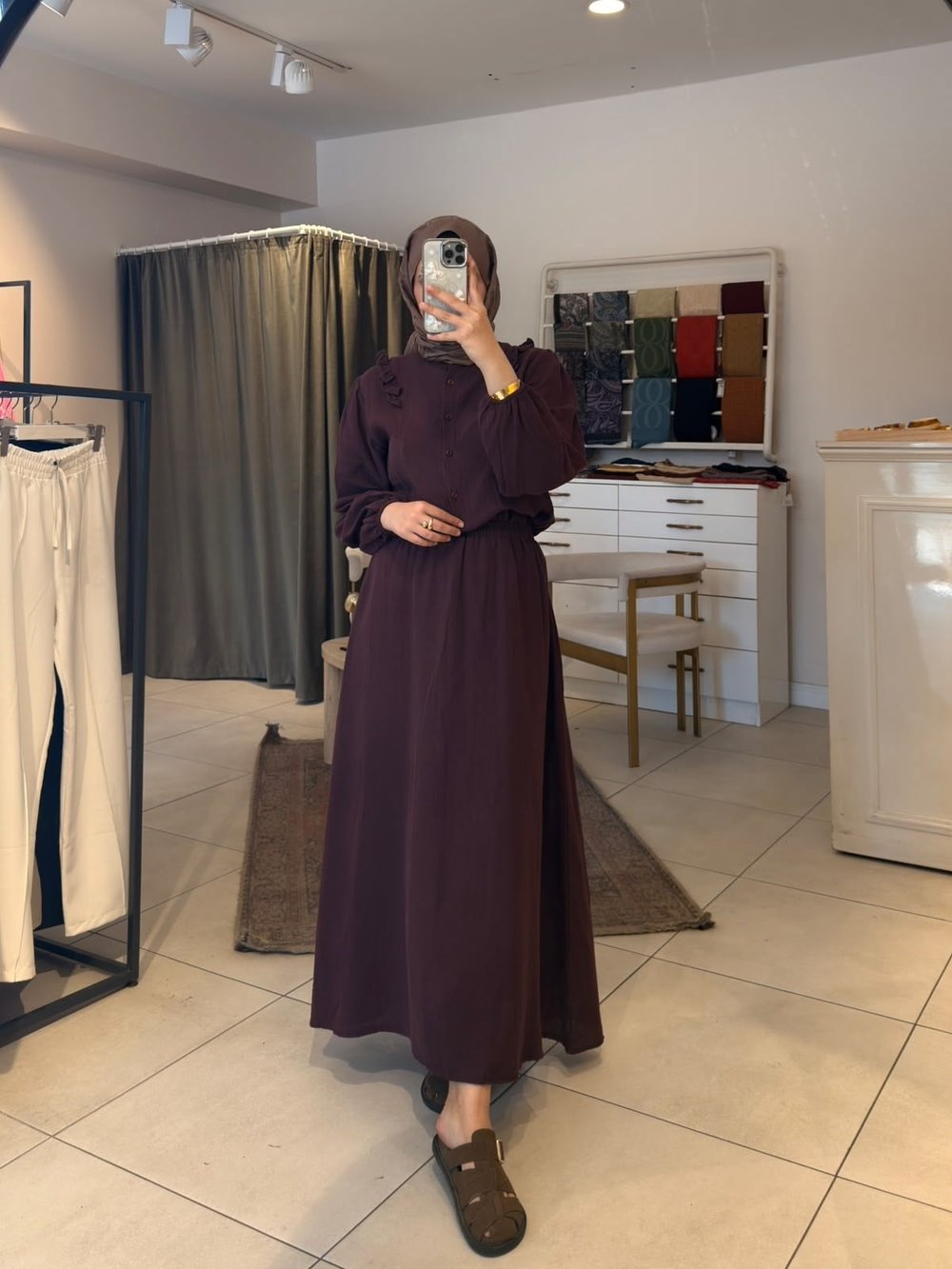 Müslin Etekli Takım Mürdüm