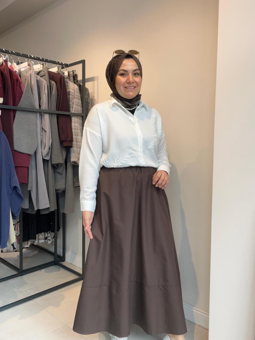 Yaz Kloş Etek Kahverengi