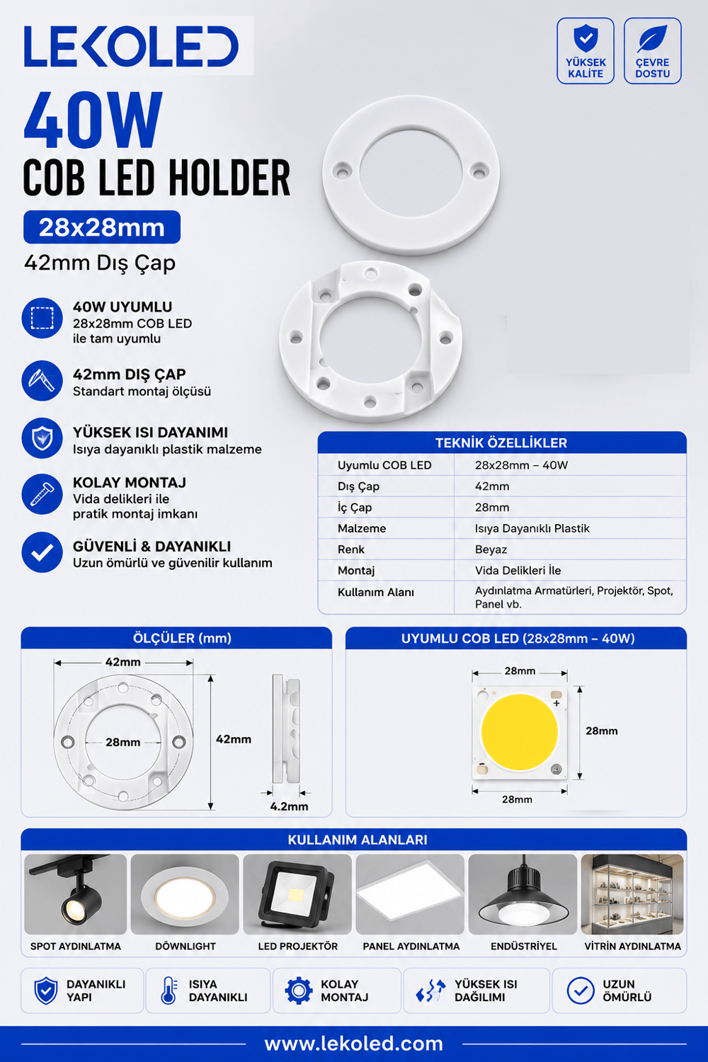 40W Cob led holder 28x28mm