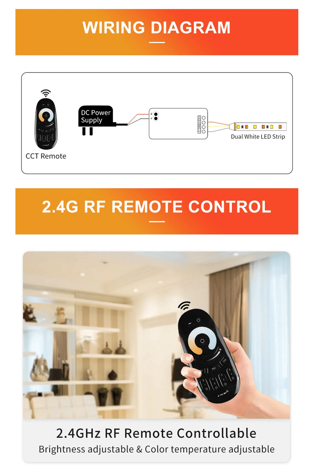 RF TUNABLE LED KONTROL ÜNİTESİ 4 KANAL 12/24V 12A