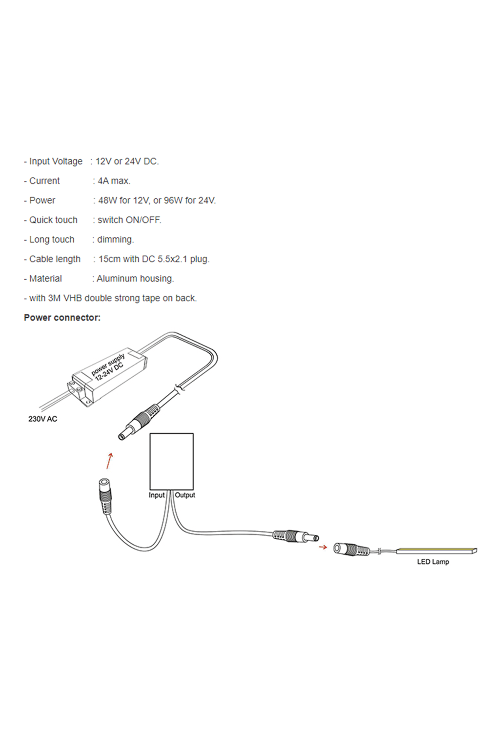 Touch switch on/off +free dimming 