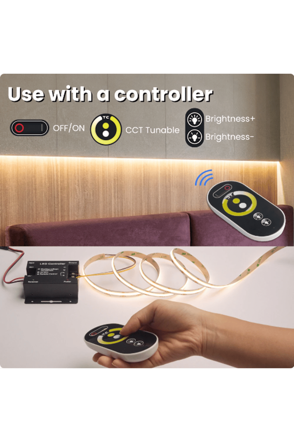 Çift Renk COB Şerit Led ( Beyaz Ve Günışıgı )