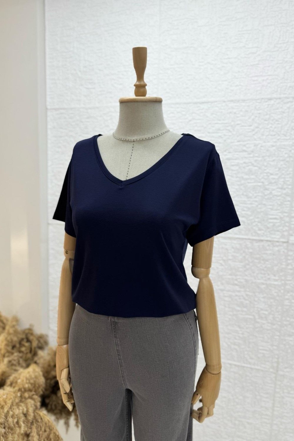 Bebe Marka V Yaka Modal Kumaş Basic T-shirt 29113