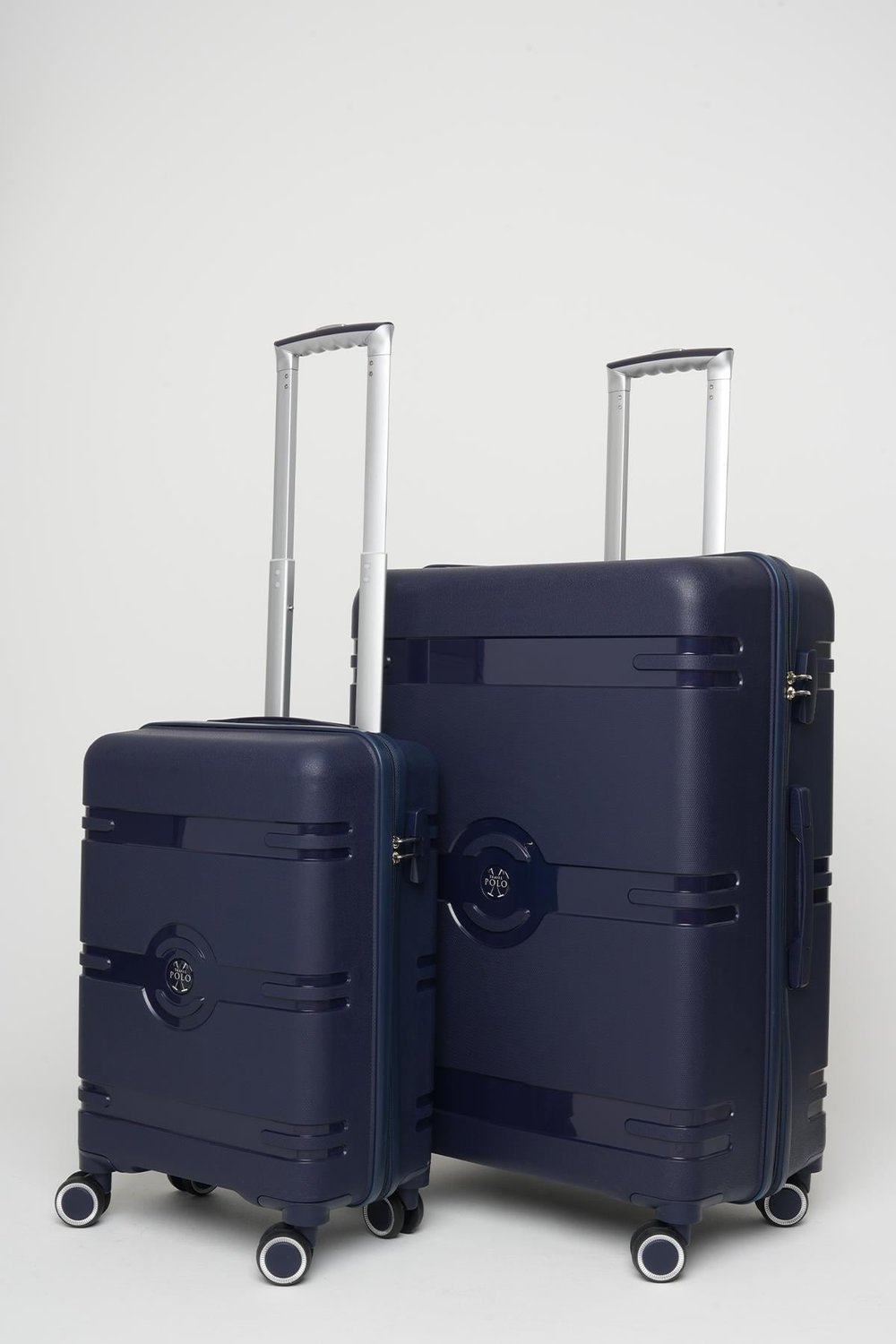 Travel Polo 2'li Valiz Seti (Küçük Büyük) Kırılmaz Lacivert 1015