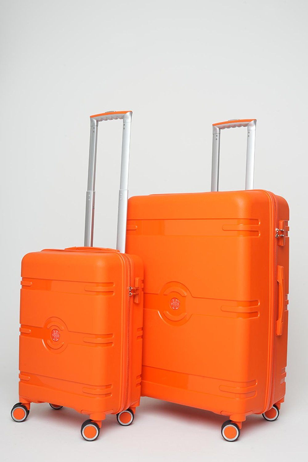 Travel Polo 2'li Valiz Seti (Küçük Büyük) Kırılmaz Portakal 1015