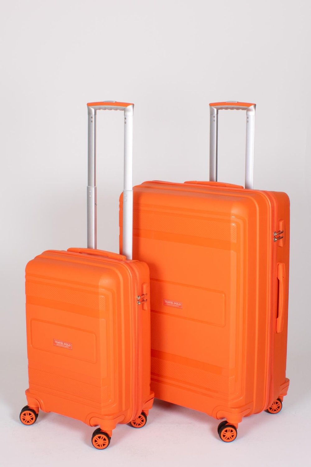 Travel Polo 2'li Valiz Seti (Küçük Büyük) Kırılmaz Oranj Turuncu 1017