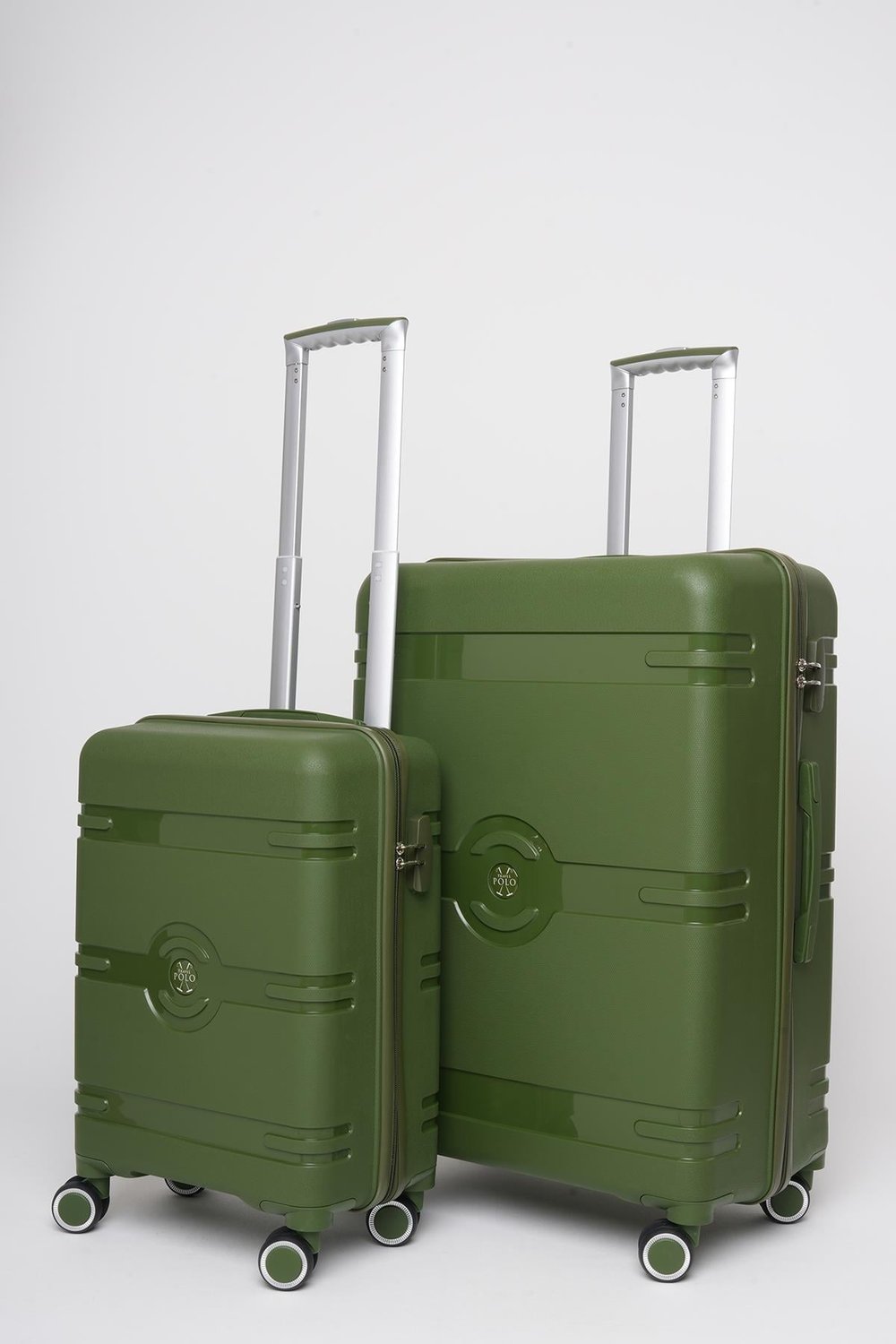 Travel Polo 2'li Valiz Seti (Küçük Büyük) Kırılmaz Haki 1015