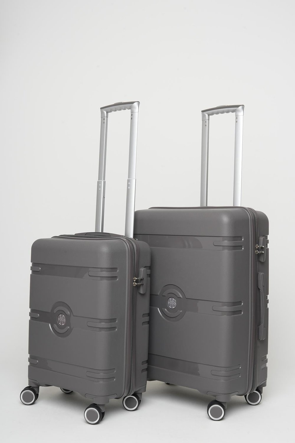 Travel Polo 2'li Valiz Seti (Küçük Orta) Kırılmaz Füme 1015