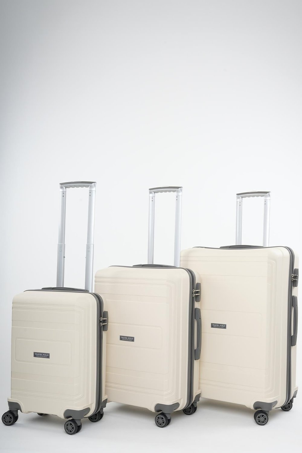 Travel Polo 3'lü Valiz Seti Kırılmaz Krem Gri 1017
