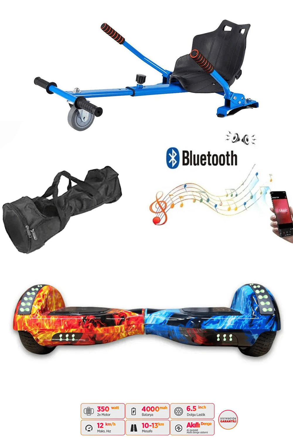 Citymate Elektrikli Kaykay Akıllı Denge Hoverboard + HoverKart + Çanta FULL LEDLİ EXTREM PAKET D10