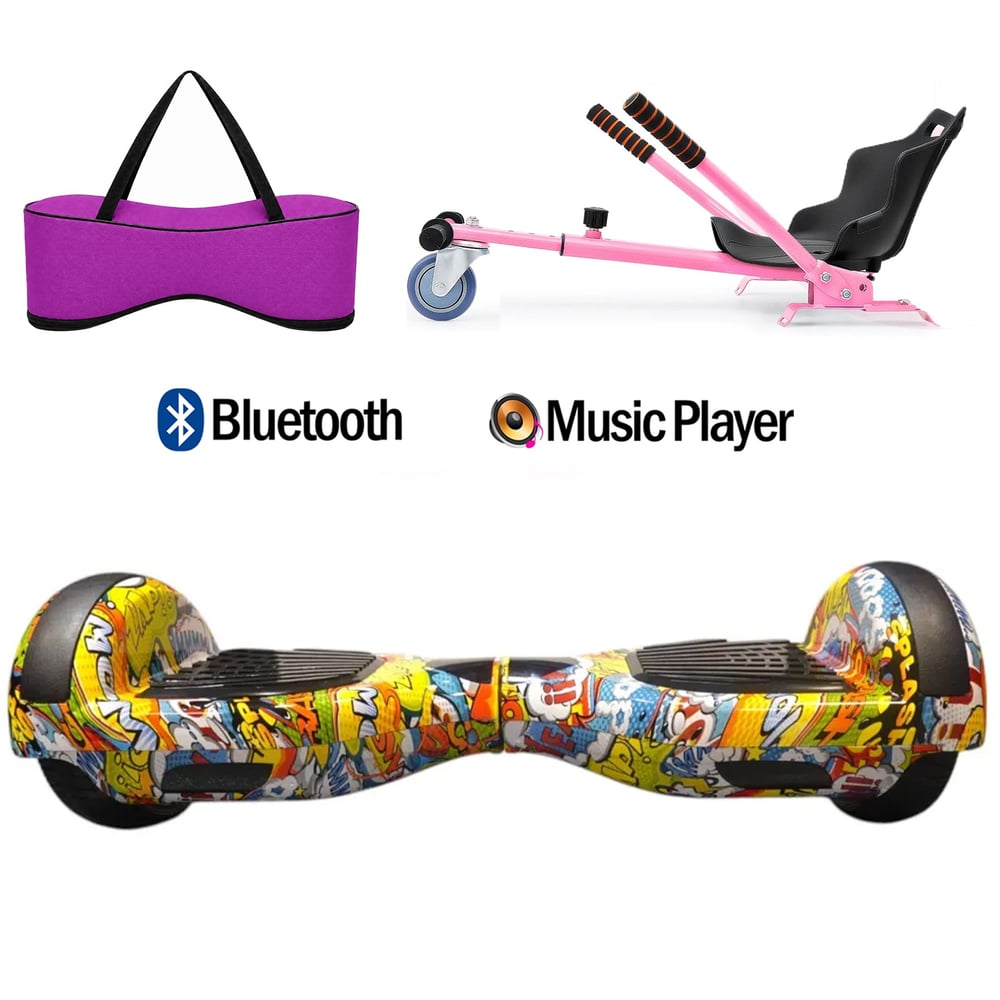 Citymate Elektrikli Kaykay Hoverboard Akıllı Denge 6.5 Inch + HoverKart + Çanta EXTREM PAKET D025 Fuşya