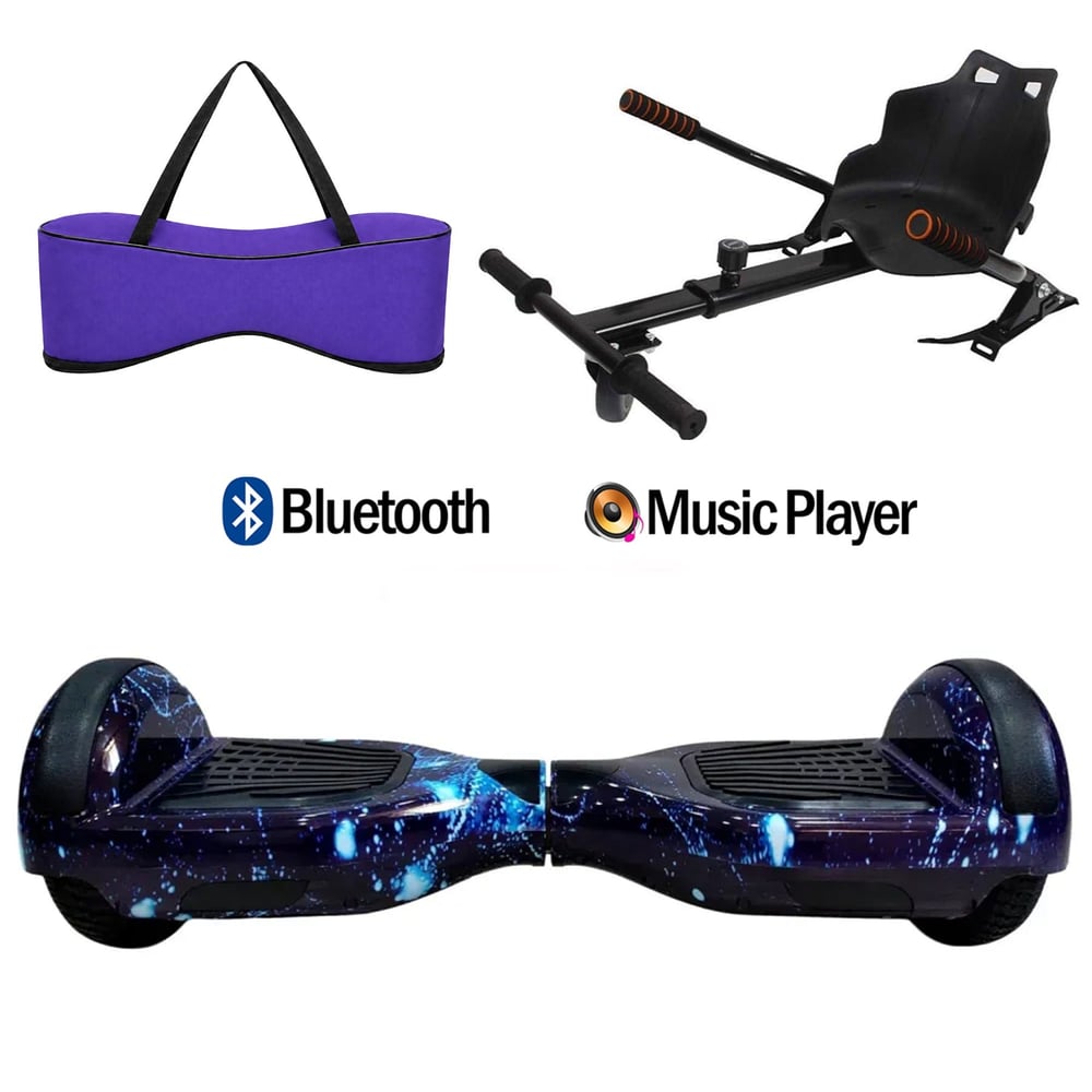 Citymate Elektrikli Kaykay Hoverboard Akıllı Denge 6.5 Inch + HoverKart + Çanta EXTREM PAKET D12 Mor