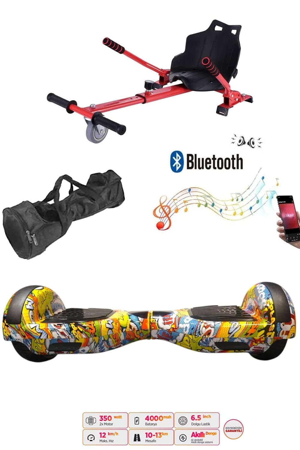 Citymate Elektrikli Kaykay Hoverboard Akıllı Denge 6.5 Inch + HoverKart + Çanta EXTREM PAKET D25